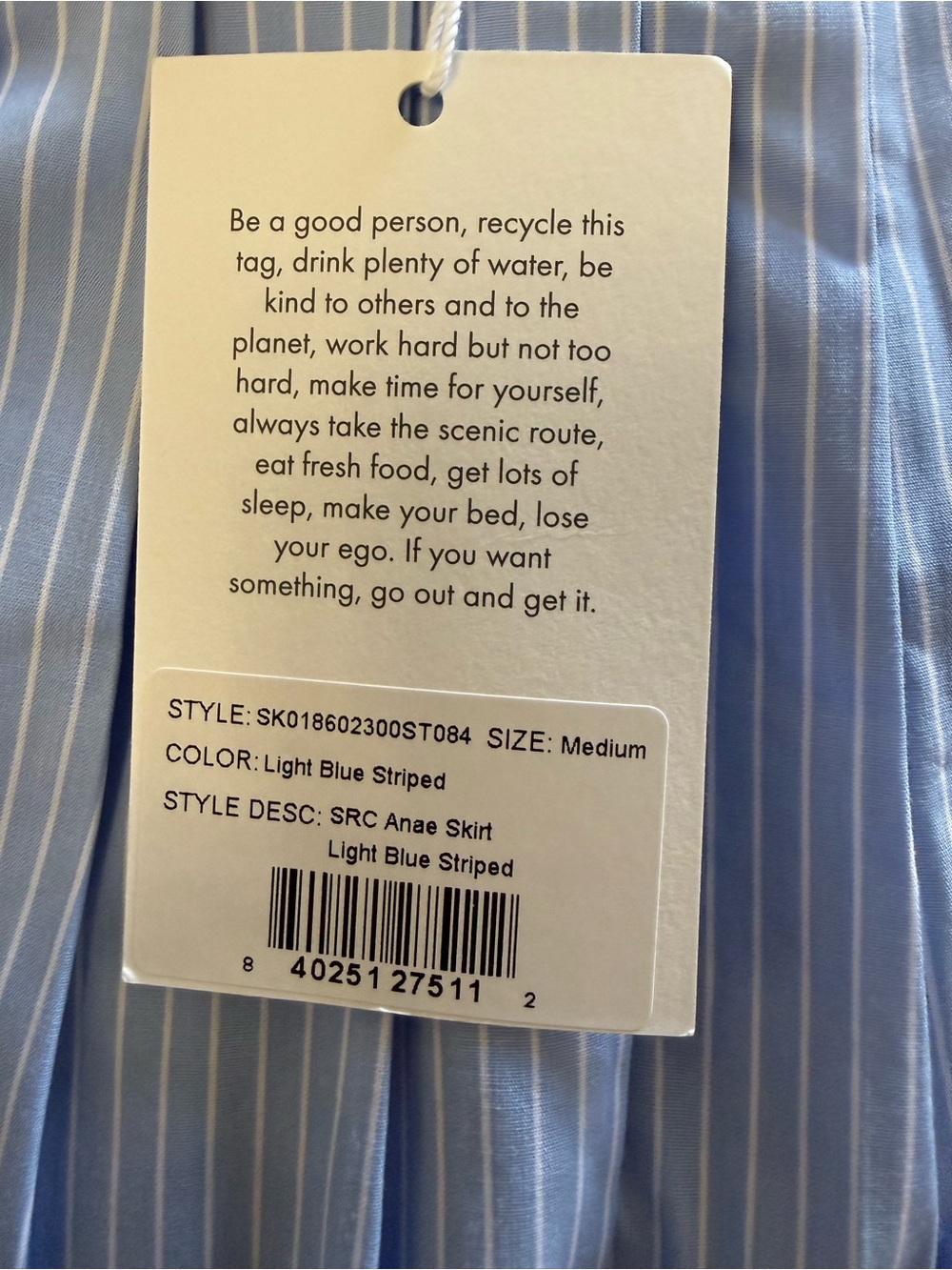 NWT Sporty & Rich Anae Pleated Mini Skirt Blue Stripe M - Picture 11 of 12